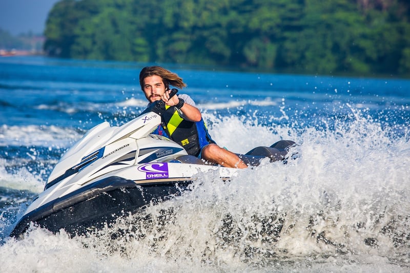 Jet skiing in the ocean